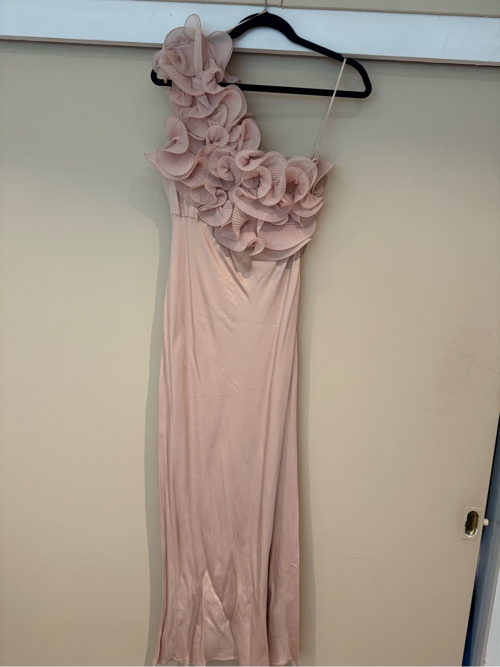 One-Shoulder Blush Pink Evening Dress